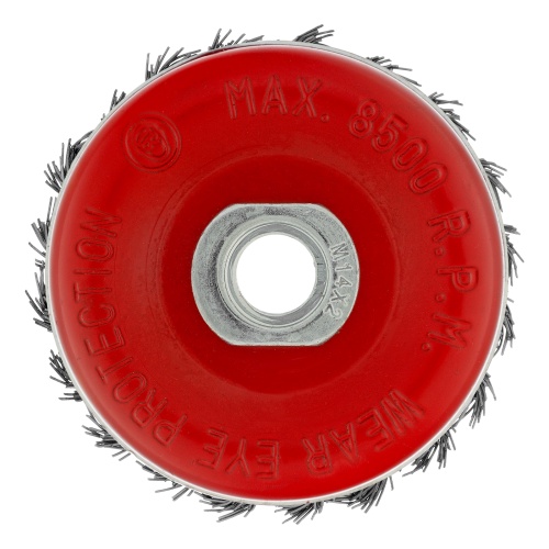 Щетка для УШМ Heavy Duty, 80 мм, М14, "чашка", крученая проволока 0.5 мм Matrix фото 3