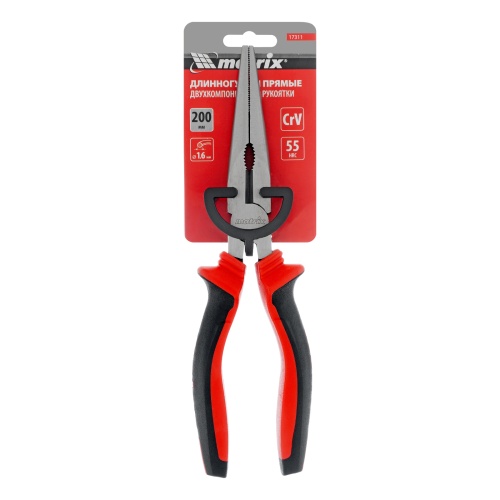 Длинногубцы прямые, 200 мм, хром-ванадий, двухкомпонентные рукоятки Matrix фото 6