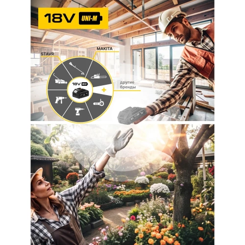 Машина углошлифовальная аккумуляторная Kolner (УШМ), 18V UNI-M, BL, 125 мм, KAG 18-125BL2K, 5200-7500 об/мин 8020700033 фото 6