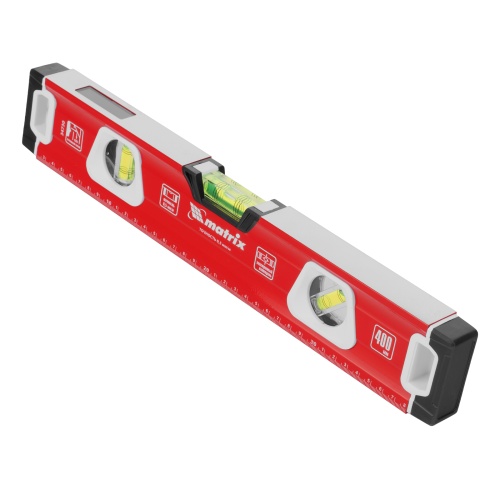 Уровень алюминиевый, магнит, фрезерованный, 3 глазка (1 зеркальный) 400 мм Matrix фото 2