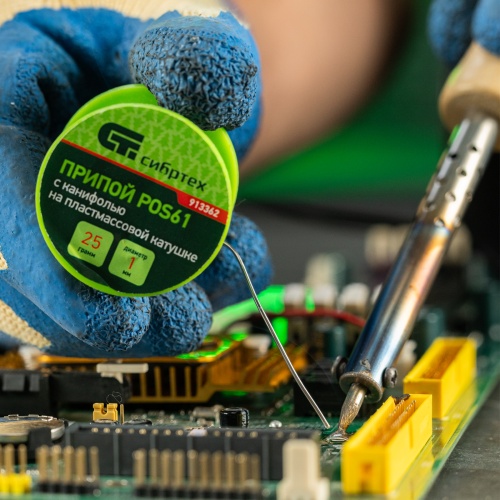 Припой с канифолью, D 1 мм, 25 г, POS61, на пластмассовой катушке Сибртех фото 7