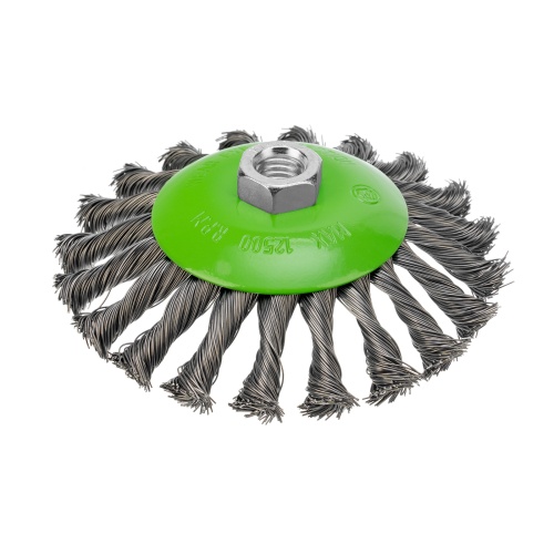 Щетка для УШМ, 125 мм, М14, "тарелка", крученая металлическая проволока Сибртех Щетка для УШМ, 125 мм, М14, "тарелка", крученая металлическая проволока Сибртех