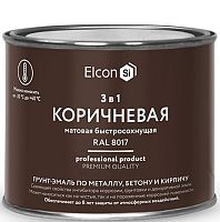 Грунт-эмаль по ржавчине Elcon 3 в 1 матовая Ral 8017 коричневая 0,4 кг