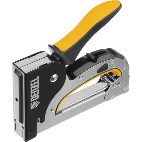 Мебельный степлер Denzel стальной корпус, быстрая загрузка, регулировка силы удара, тип 53, 4-14 мм 40211 Мебельный степлер Denzel стальной корпус, быстрая загрузка, регулировка силы удара, тип 53, 4-14 мм 40211