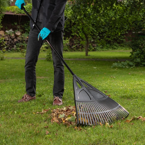 Грабли веерные пластиковые, 620 х 1750 мм, 27 плоских зубьев, алюминиевый черенок, Palisad фото 7