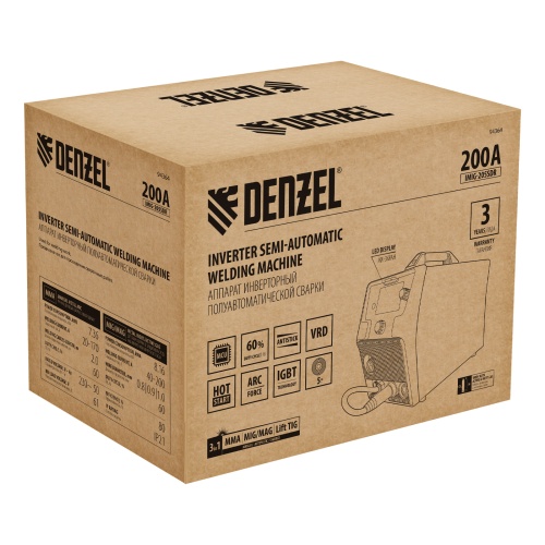 Аппарат инвертор. полуавтомат. cварки IMIG-205SDR, 200 А, ПВ 60%, катушка 5 кг Denzel фото 5