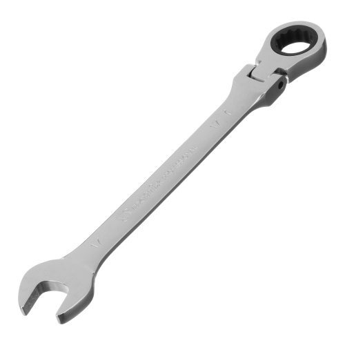 Ключ комбинированный трещоточный, 17 мм, CrV, шарнирный, зеркальный хром Matrix Professional Ключ комбинированный трещоточный, 17 мм, CrV, шарнирный, зеркальный хром Matrix Professional