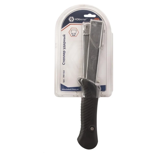 Механический ударный степлер КОБАЛЬТ скобы 6-10 мм, тип 140, обрезиненная рукоятка 790-410 фото 3