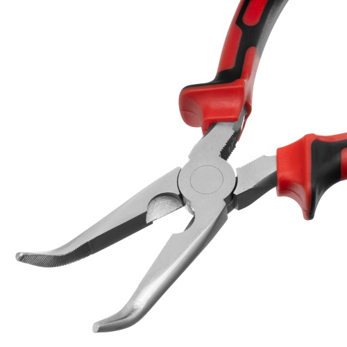 Длинногубцы изогнутые Nickel, 200 мм, никелированные, двухкомпонентные рукоятки Matrix фото 4