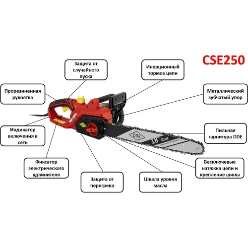 Цепная электрическая пила DDE CSE250 18" 792-803 фото 9 Цепная электрическая пила DDE CSE250 18" 792-803 фото 9