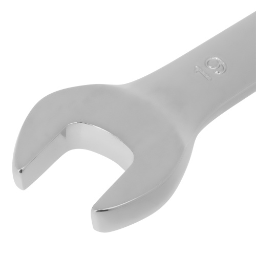 Ключ комбинированный трещоточный, 19 мм, CrV, шарнирный, зеркальный хром Matrix Professional фото 3