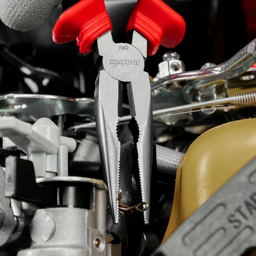 Длинногубцы прямые, 160 мм, хром-ванадий, двухкомпонентные рукоятки Matrix фото 11