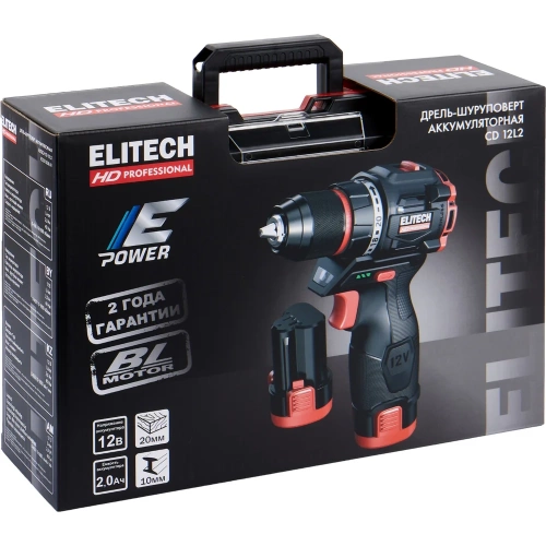 Дрель аккумуляторная Elitech CD 12L2 (12В, 2х2Ач, 40Нм, BL) HD 205713 фото 10 Дрель аккумуляторная Elitech CD 12L2 (12В, 2х2Ач, 40Нм, BL) HD 205713 фото 10