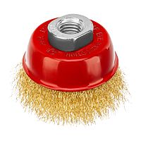 Щетка для УШМ, 65 мм, М14, "чашка", латунированная витая проволока Matrix