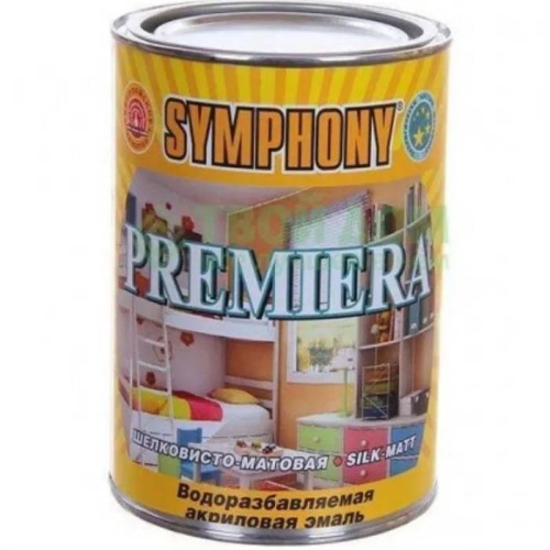 Эмаль акриловая Symphony Premiera 00-01100421 С шелково-матовая в пластиковой банке 0,9 л