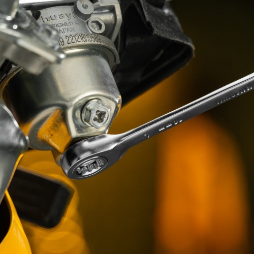 Ключ комбинированный трещоточный, 10 мм, CrV, матовый хром Denzel фото 9