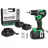 Дрель-шуруповерт бесщеточная WORTEN 2x4.0Ач, 21В IM КА-90000575