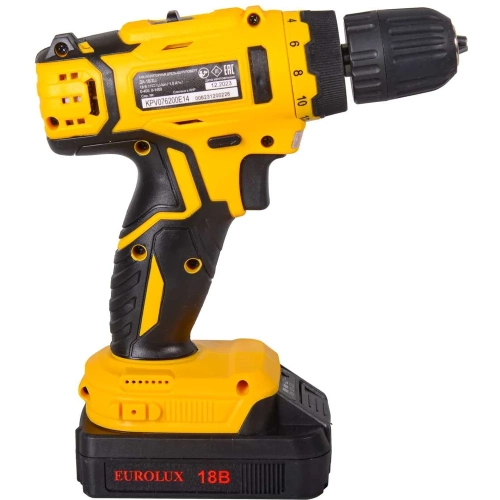 Аккумуляторная дрель-шуруповерт Eurolux ДА-18/2Li 72/14/40 фото 8