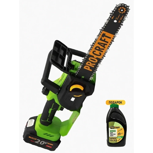 Пила цепная аккумуляторная PROCRAFT PKA34 20В 10'/12' (2 Шины+ 2 Цепи)(АКБ 3Ач+ЗУ) PKA34-1b