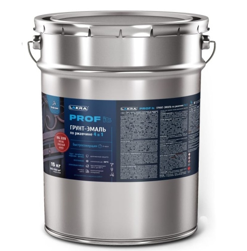 Грунт-эмаль по ржавчине 4 в 1 Лакра Prof it RAL 3009 оксид красный 15 кг