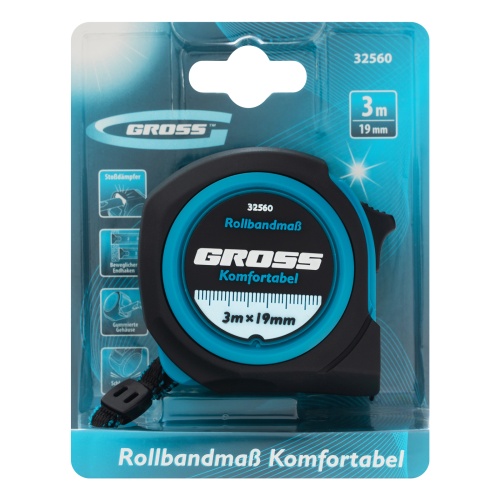 Рулетка Komfortabel 3 м х 19 мм,обрезиненный корпус Gross фото 6 Рулетка Komfortabel 3 м х 19 мм,обрезиненный корпус Gross фото 6