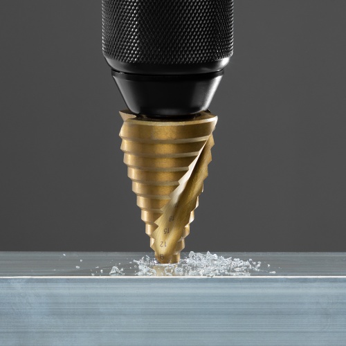 Сверло ступенчатое, 9-12-15-18-21-24-27-30-33-36 мм, HSS, спиральный профиль, трехгранный хвостовик Matrix фото 6