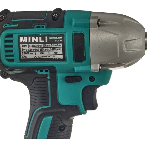 Аккумуляторный бесщеточный ударный гайковёрт MINLI 1/2 350N.m Li-ion 18Vx2 DC802-4.0A фото 8