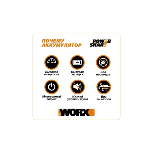 Аккумуляторная цепная пила WORX 20В, 25 см WG322E.9 фото 7 Аккумуляторная цепная пила WORX 20В, 25 см WG322E.9 фото 7