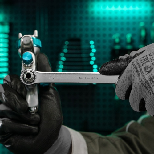 Ключ комбинированный, 15 мм, CrV, матовый хром Stels фото 8