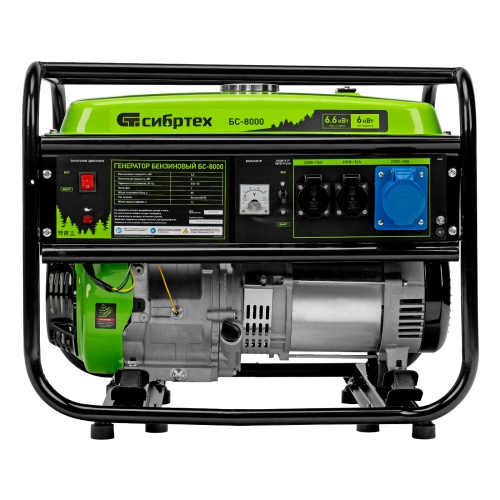Генератор бензиновый БС-8000, 6,6 кВт, 230В, четырехтактный, 25 л, ручной стартер Сибртех фото 3