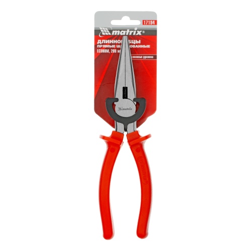 Длинногубцы прямые Econom, 200 мм, шлифованные, пластмассовые рукоятки Matrix фото 6