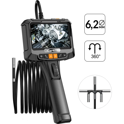 Управляемый видеоэндоскоп iCartool 5", 2Мп, 1920x1080, 1м, зонд 6.2мм, поворот камеры 360° IC-VC8052W