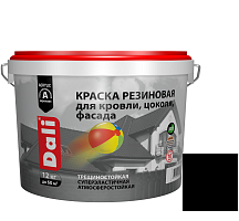 Краска резиновая Dali для кровли, цоколя, фасада черная 12 кг