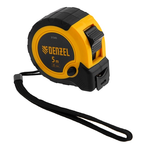 Рулетка 5м х 25мм, двухкомп. корпус, кнопка-пауза Denzel фото 5