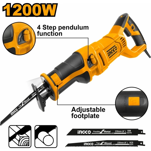 Сабельная пила INGCO 1200 Вт RS12001 фото 4 Сабельная пила INGCO 1200 Вт RS12001 фото 4