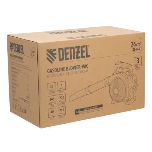 Воздуходувка-пылесос бензиновая GL-260, 26 см3, 1 л.с. Denzel фото 6