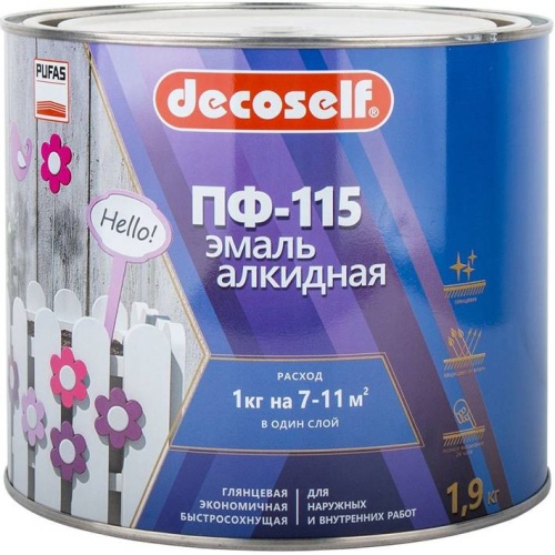 Эмаль Pufas Decoself ПФ-115 белая 1,9 кг