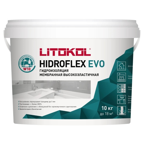 Мастика гидроизоляционная Litokol Hidroflex Evo однокомпонентная зеленая 10 кг