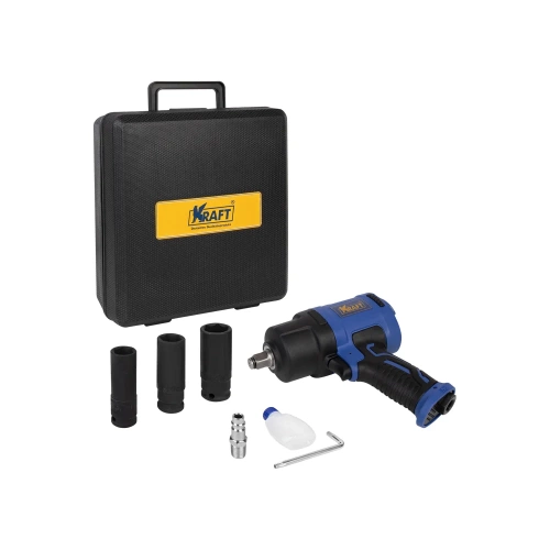 Пневматический ударный гайковерт KRAFT 1/2 1450 н.м., в кейсе с головками KT 707014 фото 11 Пневматический ударный гайковерт KRAFT 1/2 1450 н.м., в кейсе с головками KT 707014 фото 11