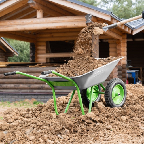 Тачка садовая, 2-х колесная, грузоподъемность 120 кг, объем 65 л Сибртех фото 16