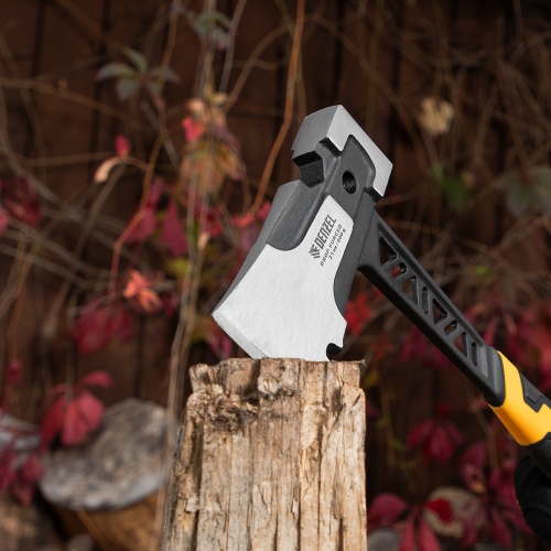 Топор цельнокованый 600 г, двухкомпонентная обрезиненная рукоятка Denzel фото 11