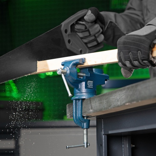 Тиски слесарные, настольные, поворотные, ширина рабочих губок 65 мм, наковальня Сибртех фото 30