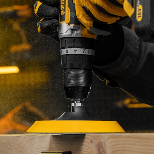 Тарелка опорная для дрели и УШМ с липучкой, 150 мм, мягкая, с адаптером c М14 на d8 Denzel фото 9