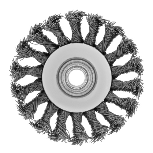 Щетка для УШМ, 100 мм, М14, "тарелка", крученая проволока 0.5 мм Matrix фото 4