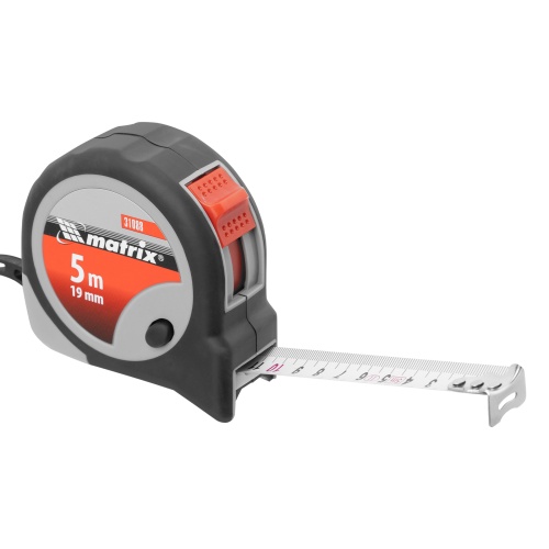 Рулетка Continuous fixation,5 м х 19 мм,двухкомпонентный корпус,плавная фиксация Matrix фото 3