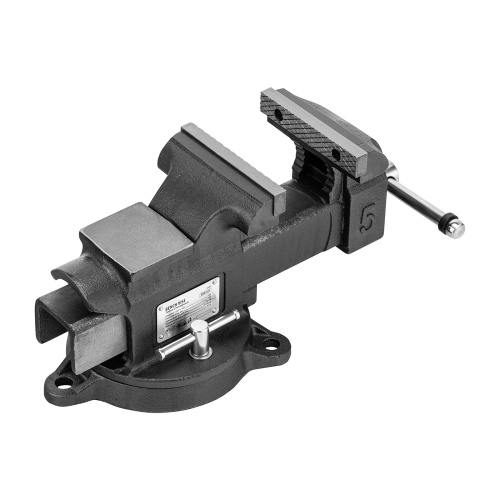 Тиски слесарные BVH-125, 125 мм, поворотные, стальная направляющая, с наковальней //Denzel фото 5