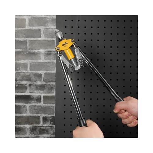 Двуручный заклепочник DELI DL2320 430 мм, CrMo, диаметр заклепок 3.2, 4.0, 4.8 мм, прорезиненные рукояти 133034 фото 4 Двуручный заклепочник DELI DL2320 430 мм, CrMo, диаметр заклепок 3.2, 4.0, 4.8 мм, прорезиненные рукояти 133034 фото 4