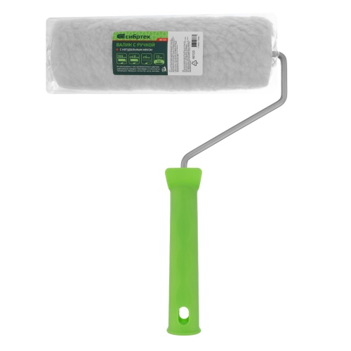 Валик с натуральным мехом, с ручкой, 200 мм, ворс 12 мм, D 48 мм, D ручки 6 мм, Сибртех фото 6