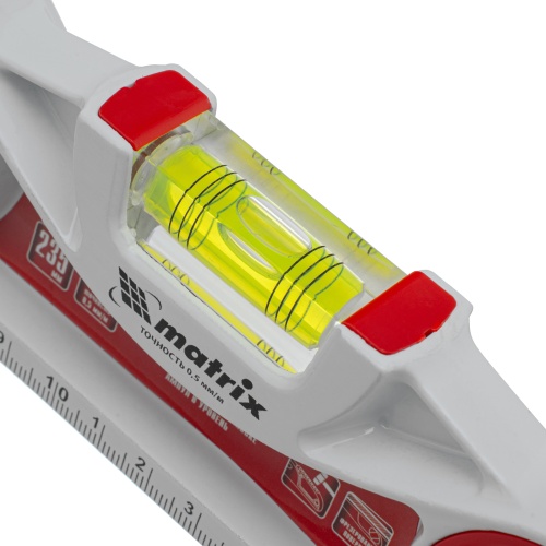 Уровень алюминиевый литой, фрезерованный, 3 глазка, две ударные площадки, 235 мм Matrix фото 4