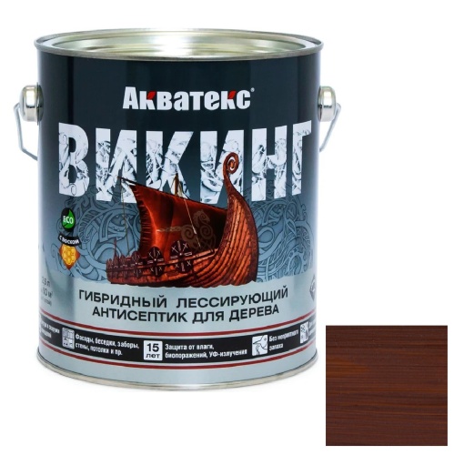 Антисептик для дерева гибридный Акватекс Викинг лессирующий полуматовый Орех 2,5 л